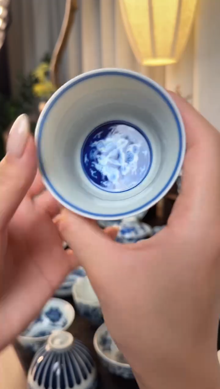 杯子瓷三兔共耳马蹄杯60cc