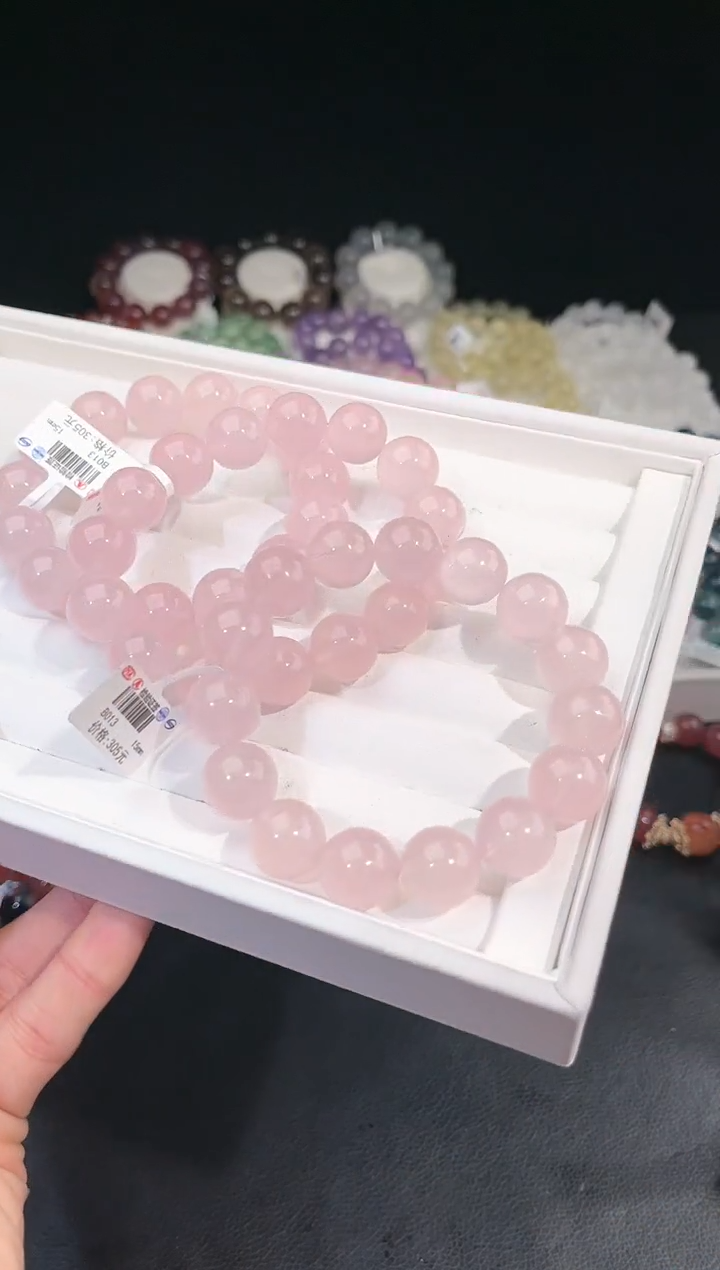 【闪购商品】水晶手链未镶嵌多样性发一粉晶15mm