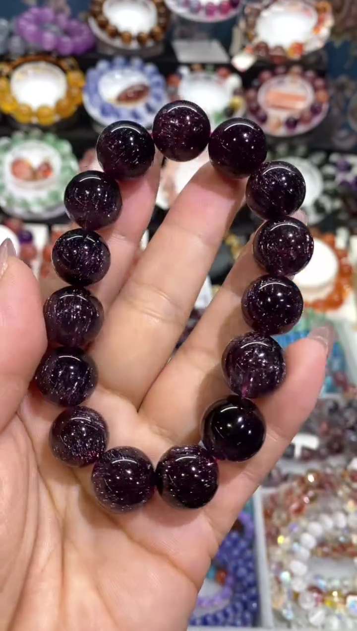 未镶嵌手链水晶稀有色车厘子色超七15+