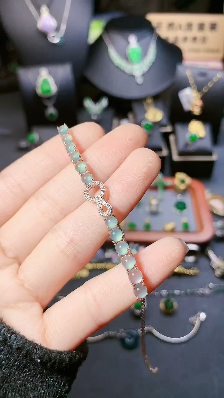 【闪购商品】翡翠手链银S925镶嵌手链