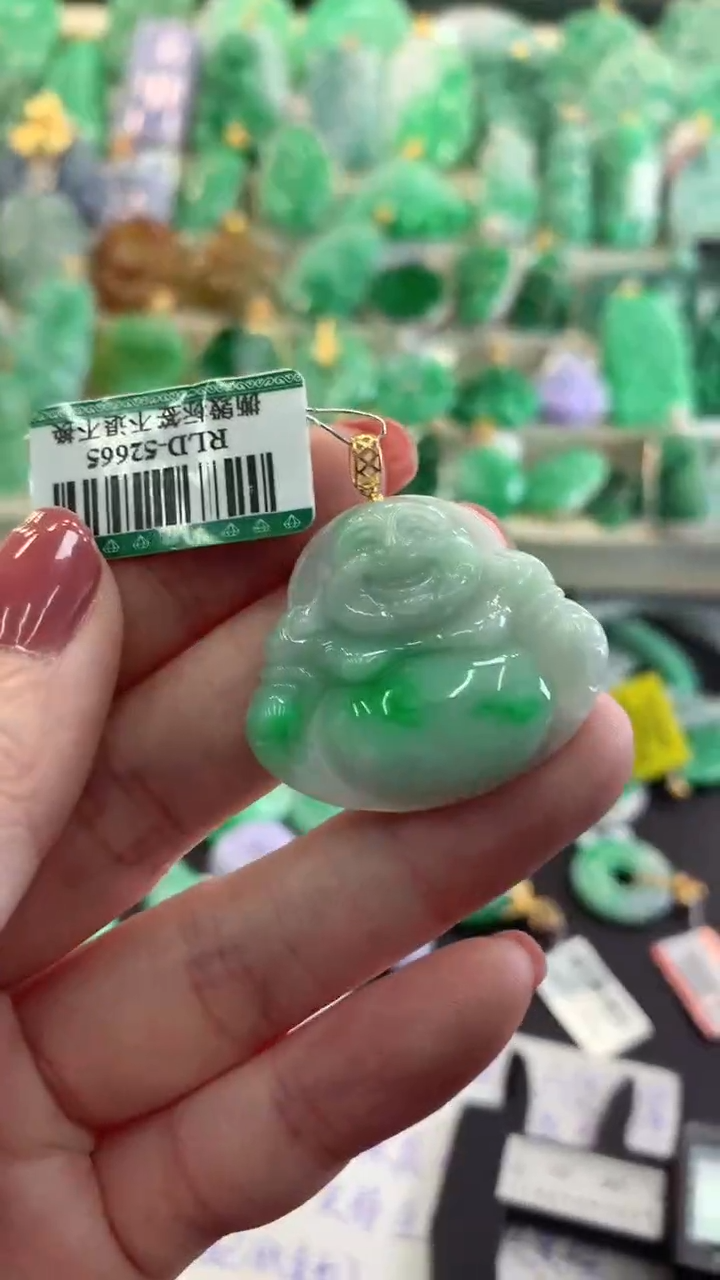 【闪购商品】翡翠吊坠(不含链)18K金镶嵌挂件