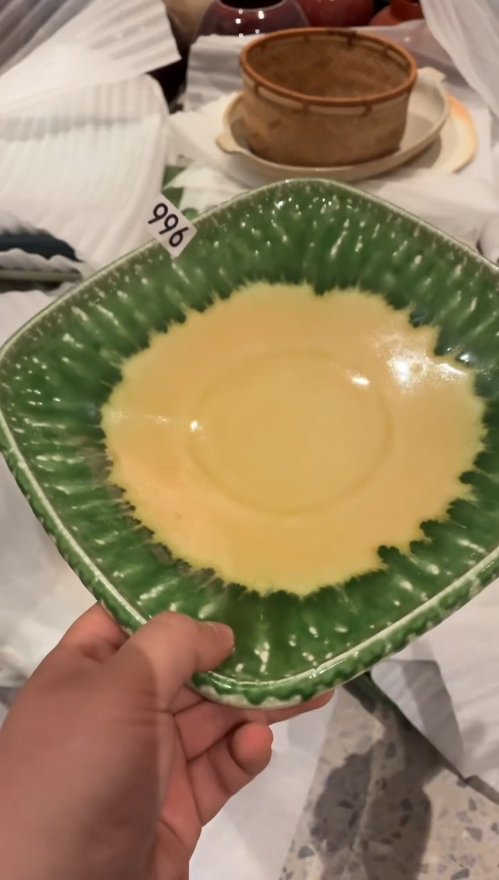 瓷片总***3996绿边黄心果盘1个