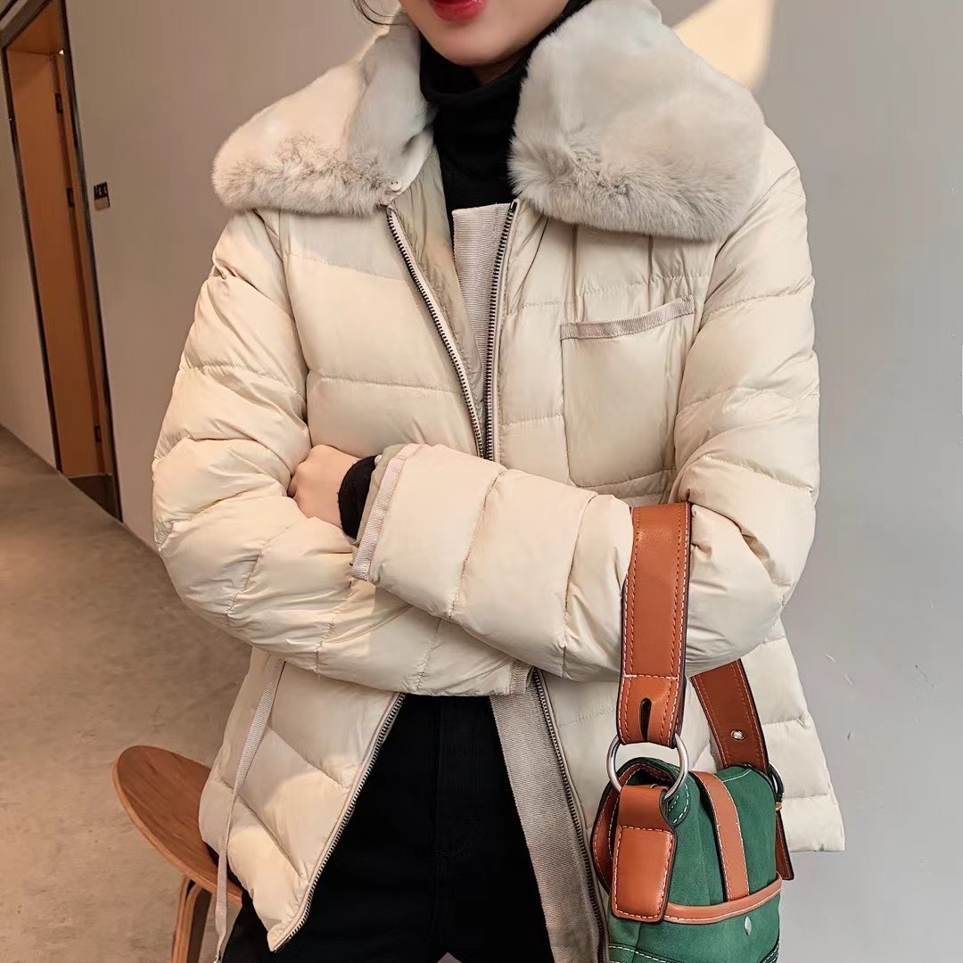 安姬迩·自制【新国标90白鸭绒】獭兔毛领收腰加厚90白鸭羽绒【现货】