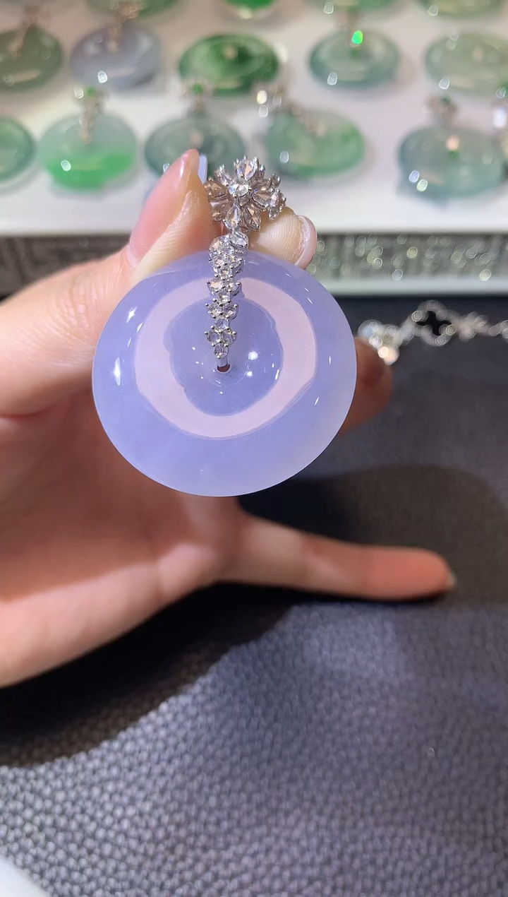 【闪购商品】翡翠吊坠(不含链)18K金镶嵌A35紫货有一定色差