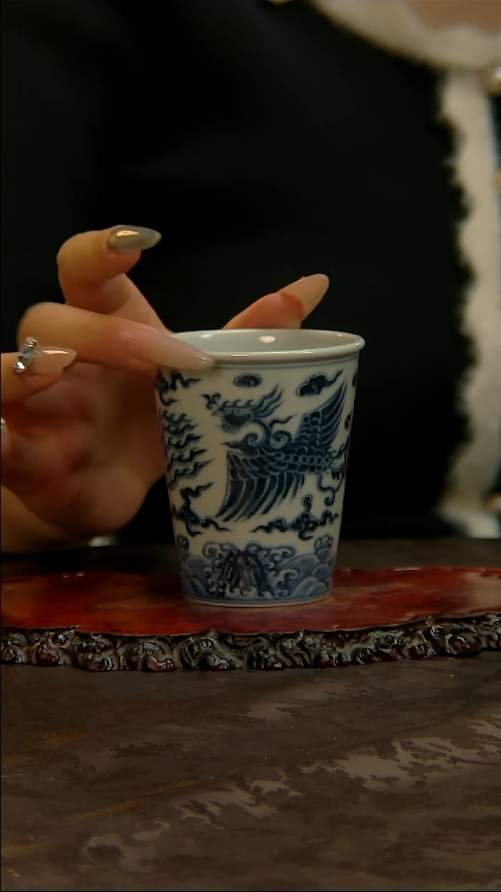 【闪购商品】青花手绘凤凰主人杯