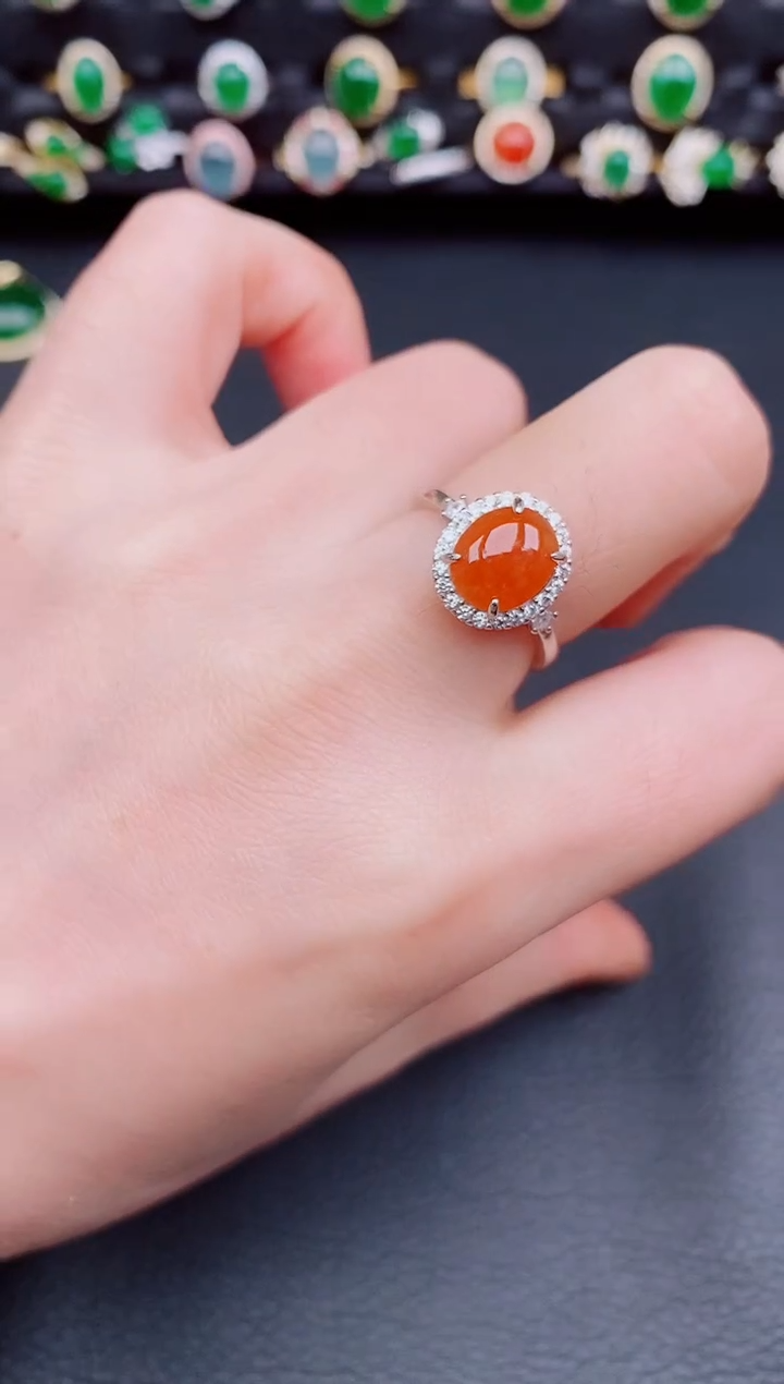 【闪购商品】翡翠戒指银S925镶嵌天然a货翡翠26