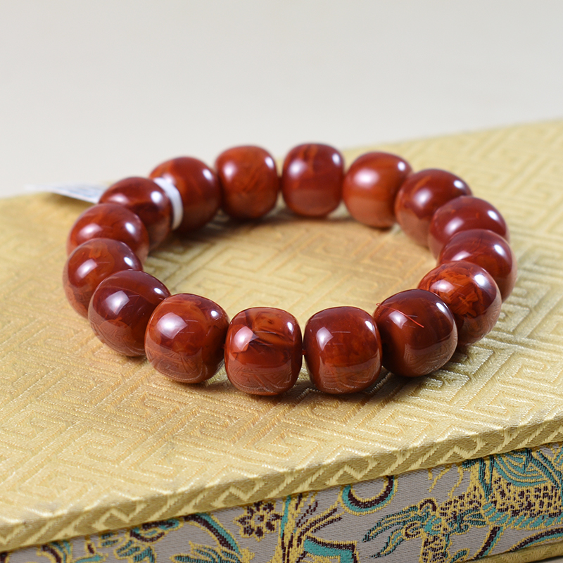 【老掌柜讲珠宝】原矿南红火焰纹老型手串14m+ G051422