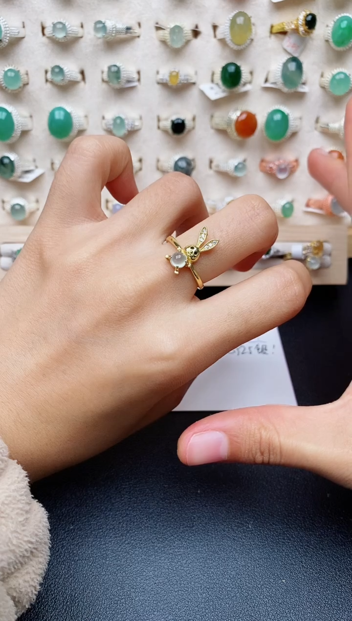 【闪购商品】翡翠戒指银S925镶嵌缅甸翡翠