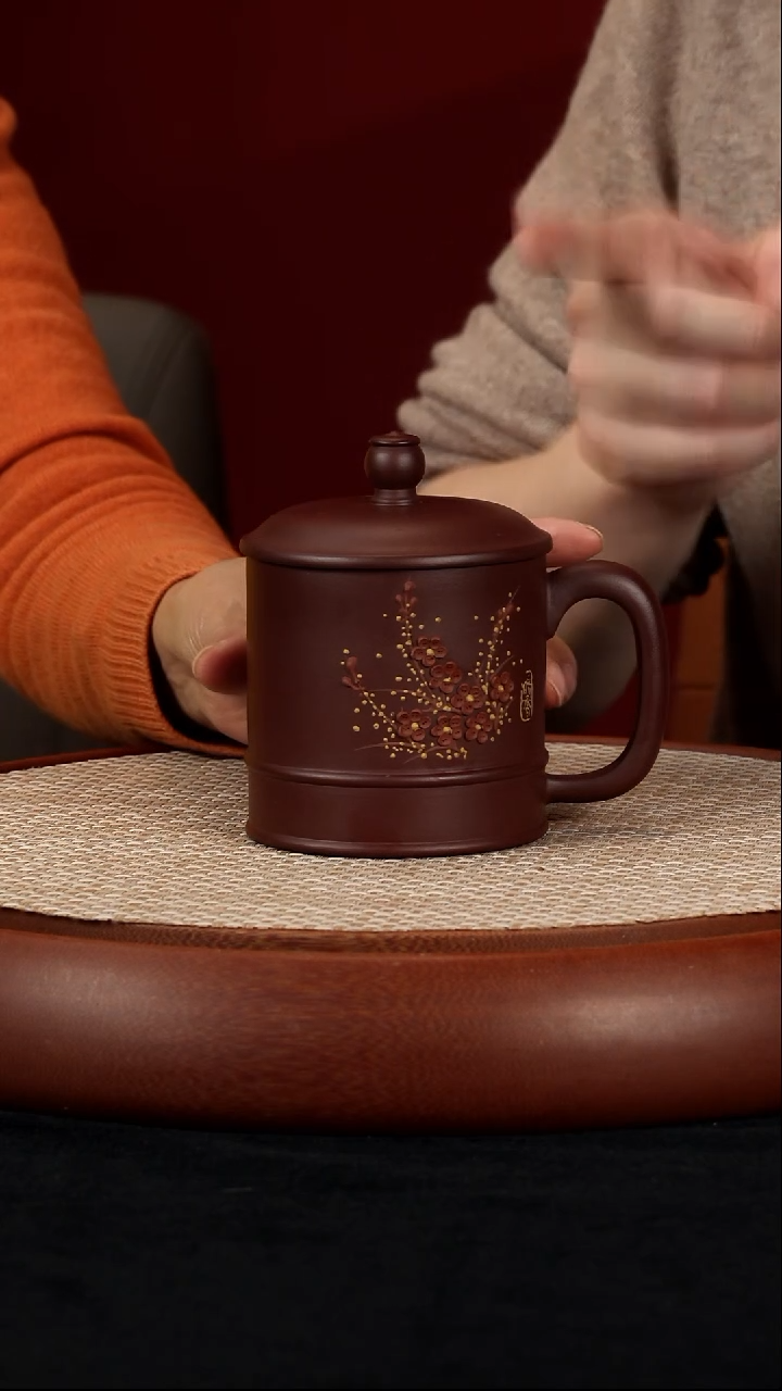 茶壶紫砂【kb017】梅香盖杯宜兴紫砂ZLM