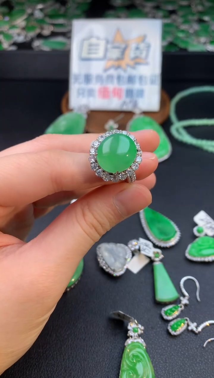 【闪购商品】翡翠戒指银S925镶嵌翡翠