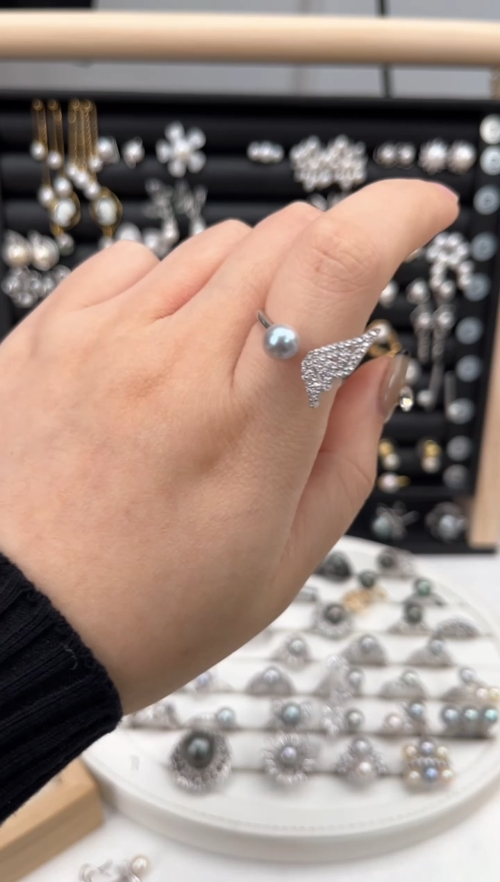 【闪购商品】海水珍珠耳饰银S925镶嵌S925海水戒指