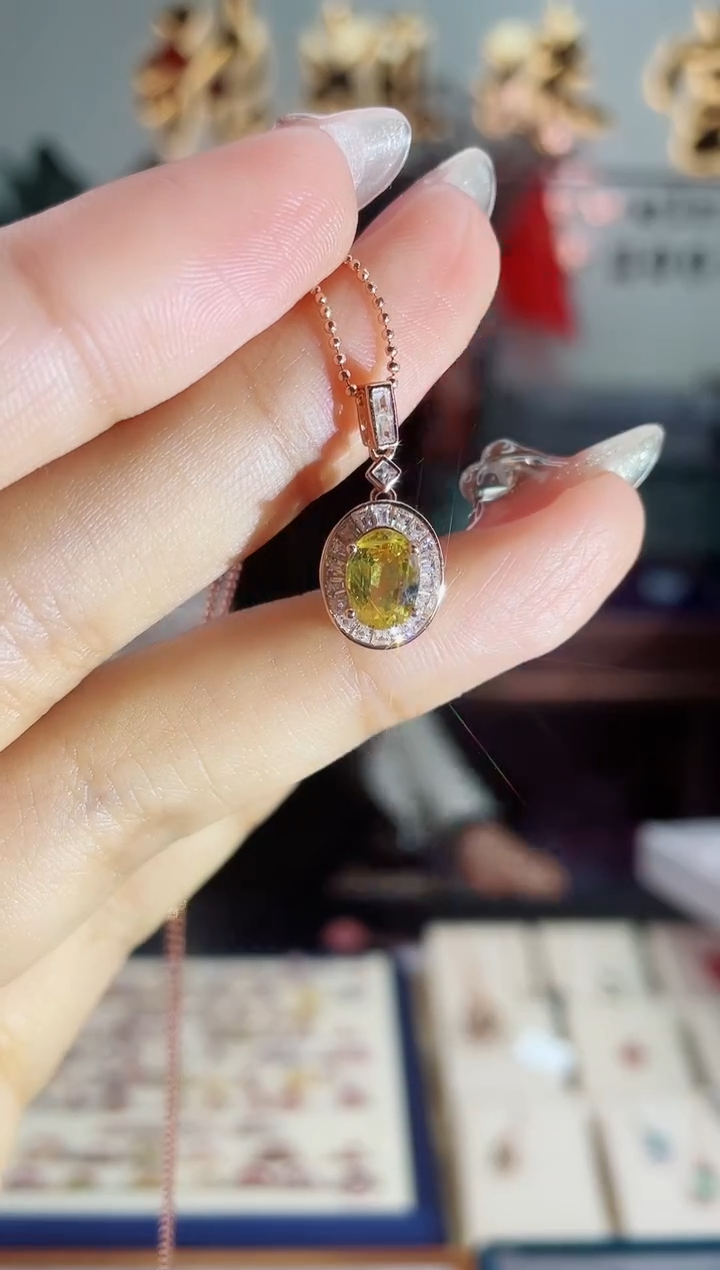 【闪购商品】彩色蓝宝石吊坠银S925镶嵌吊坠