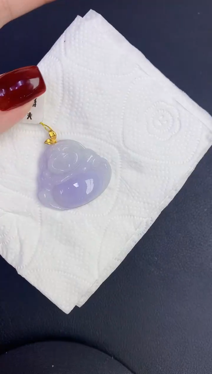 颈饰18K金镶嵌翡翠缅甸天然翡翠a货