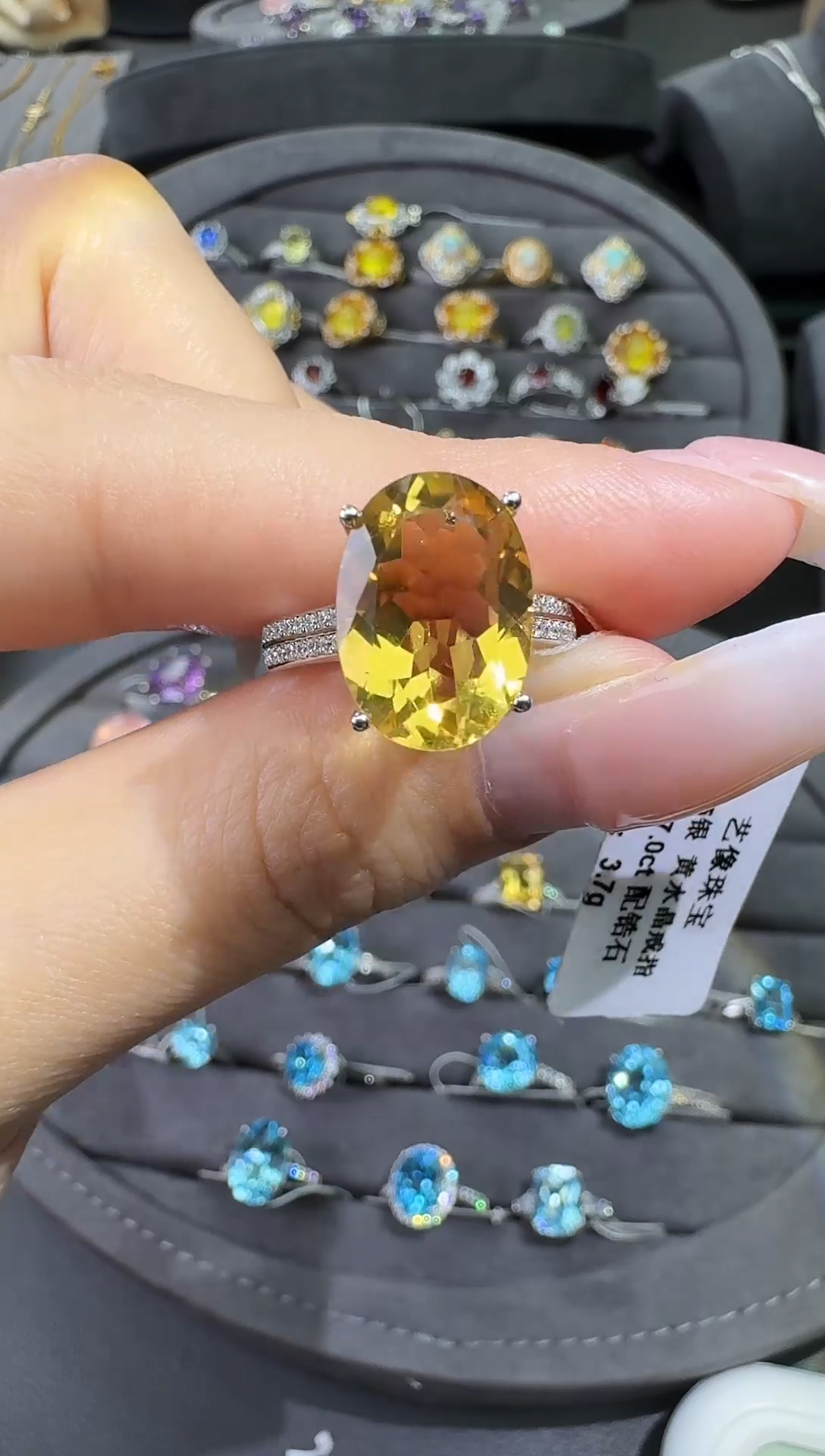 银S925镶嵌戒指水晶7.0ct【七天鉴赏期】