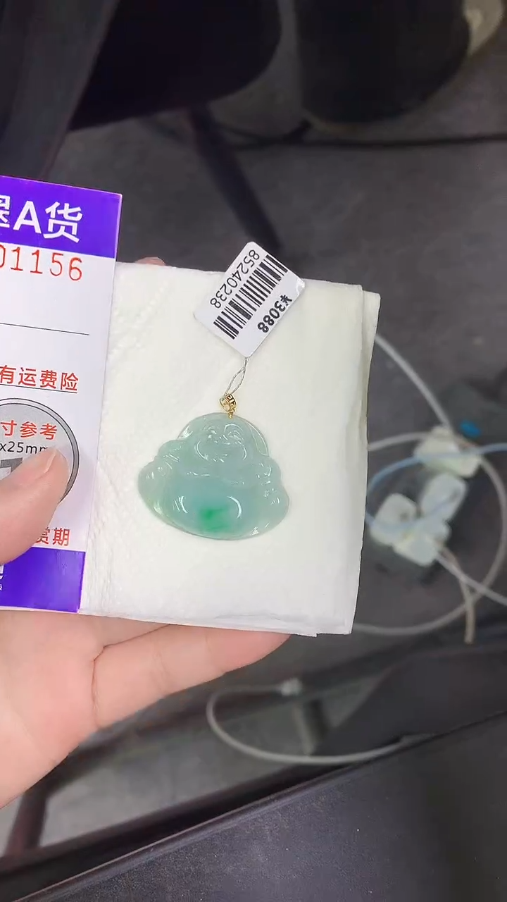 颈饰18K金镶嵌翡翠天然缅甸A货百元以上9元证书费自理