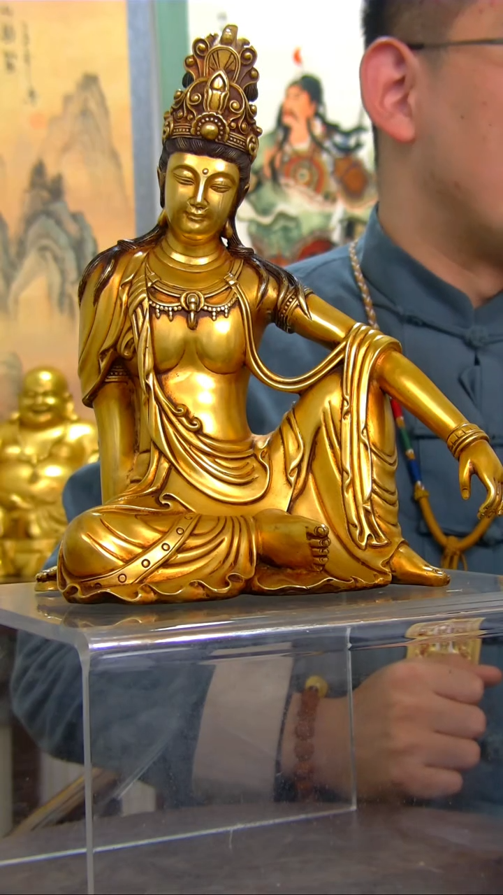 【闪购商品】紫铜鎏金 水月观音 28公分