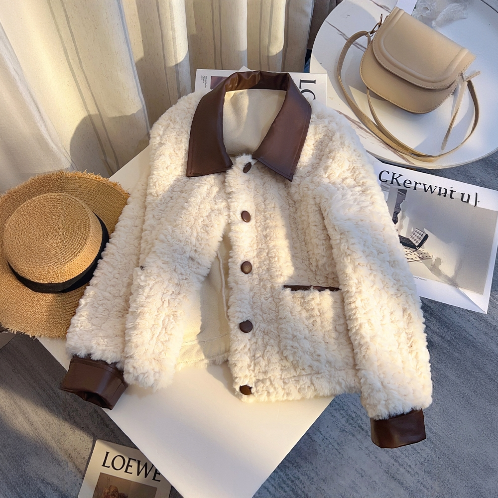 拉夏贝尔小香风短款外套2025秋冬新款小个子加厚短款夹克上衣