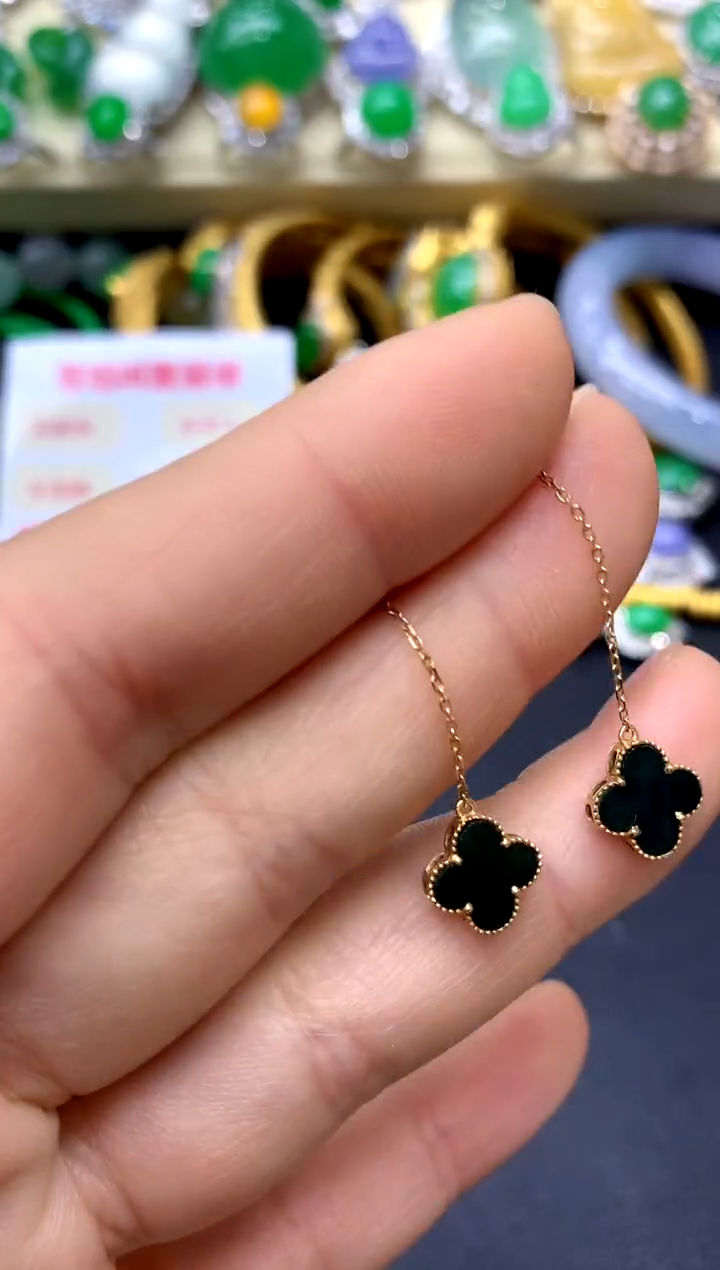 18K金镶嵌翡翠耳饰104-中国好珍宝