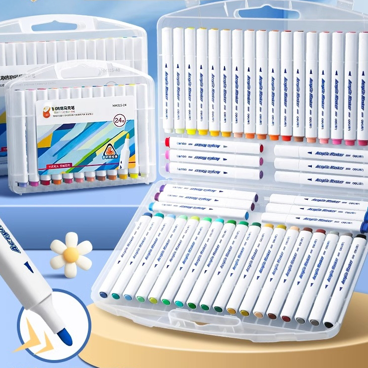 丙烯马克笔三角杆60色36色12色不透色儿童水彩笔小学生画画专用