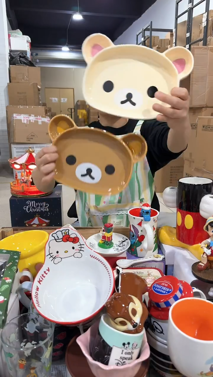 瓷片原盒轻松熊餐盘2件套