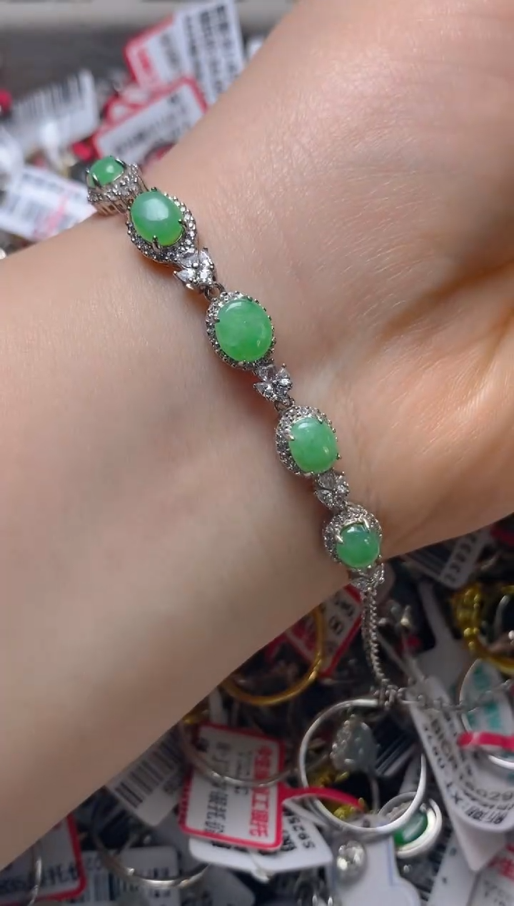 银S925镶嵌戒指翡翠百内无证书