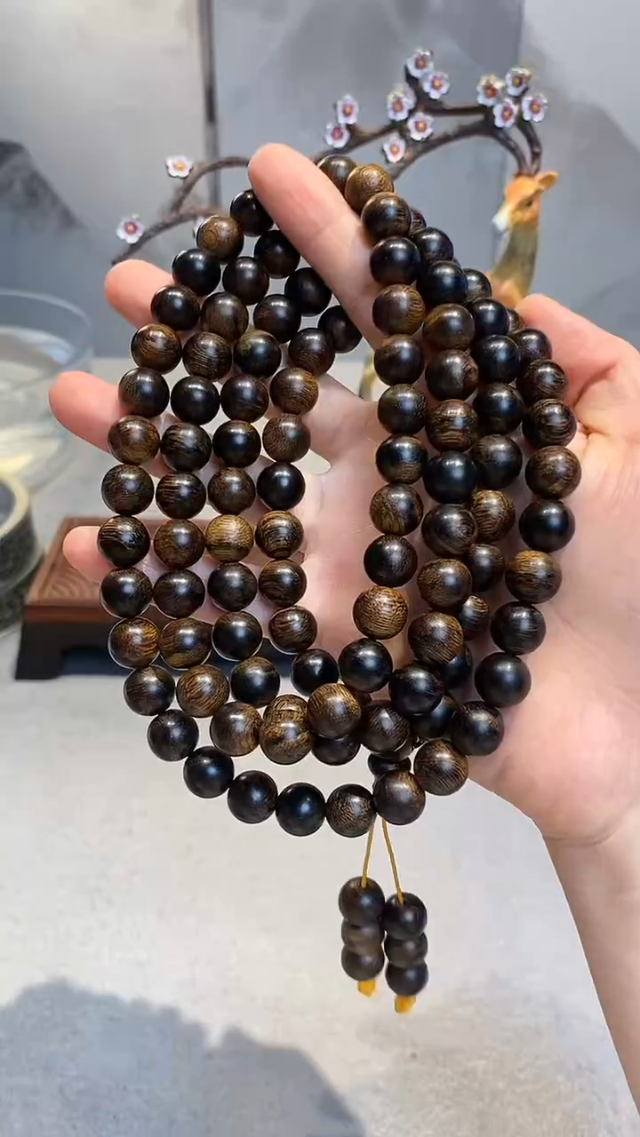 泥塑白棋1.0多圈沉水留疤手串W101550100