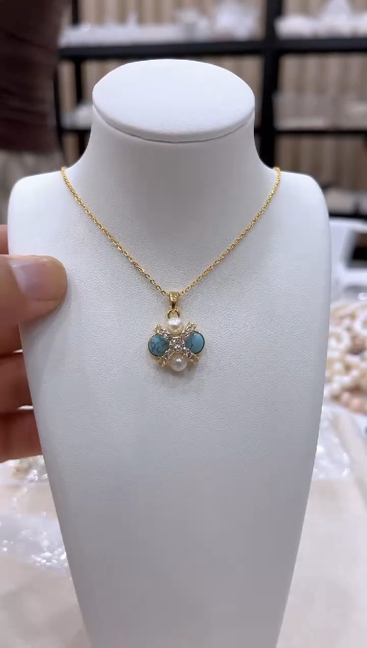 淡水珍珠银S925镶嵌颈饰XL3307