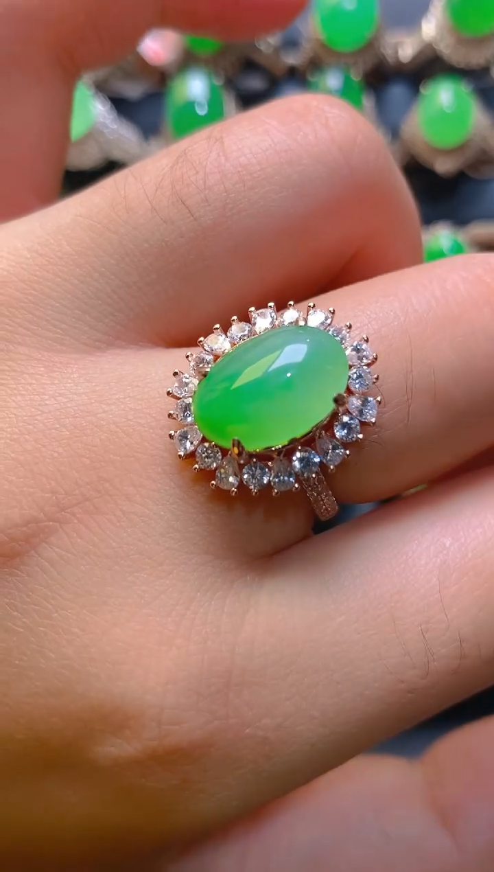 【闪购商品】翡翠耳饰银S925镶嵌天然A货翡翠1