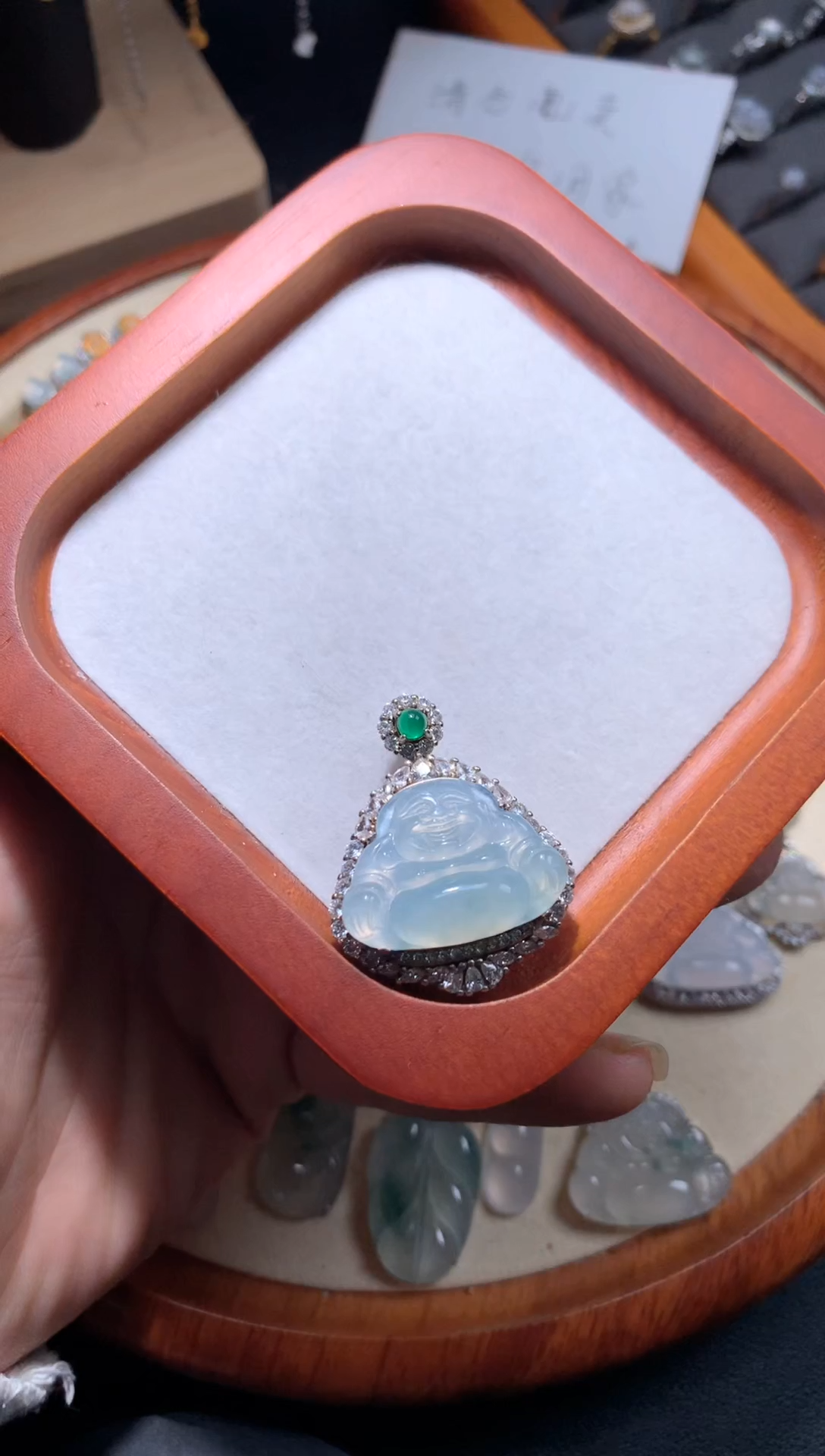 【闪购商品】翡翠吊坠(不含链)银S925镶嵌s925银镶嵌 佛公吊坠