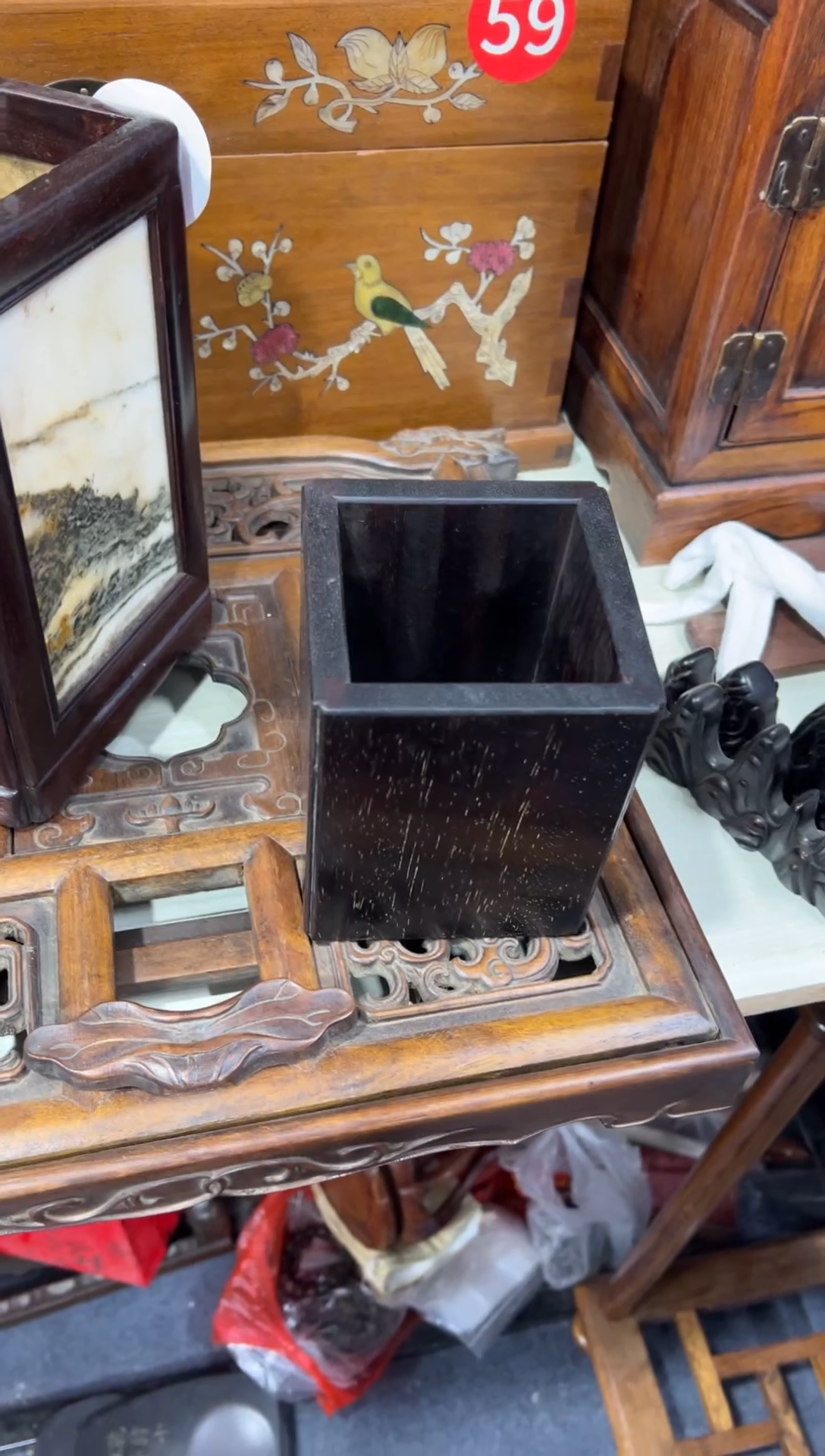 木非洲小叶紫檀方形笔筒