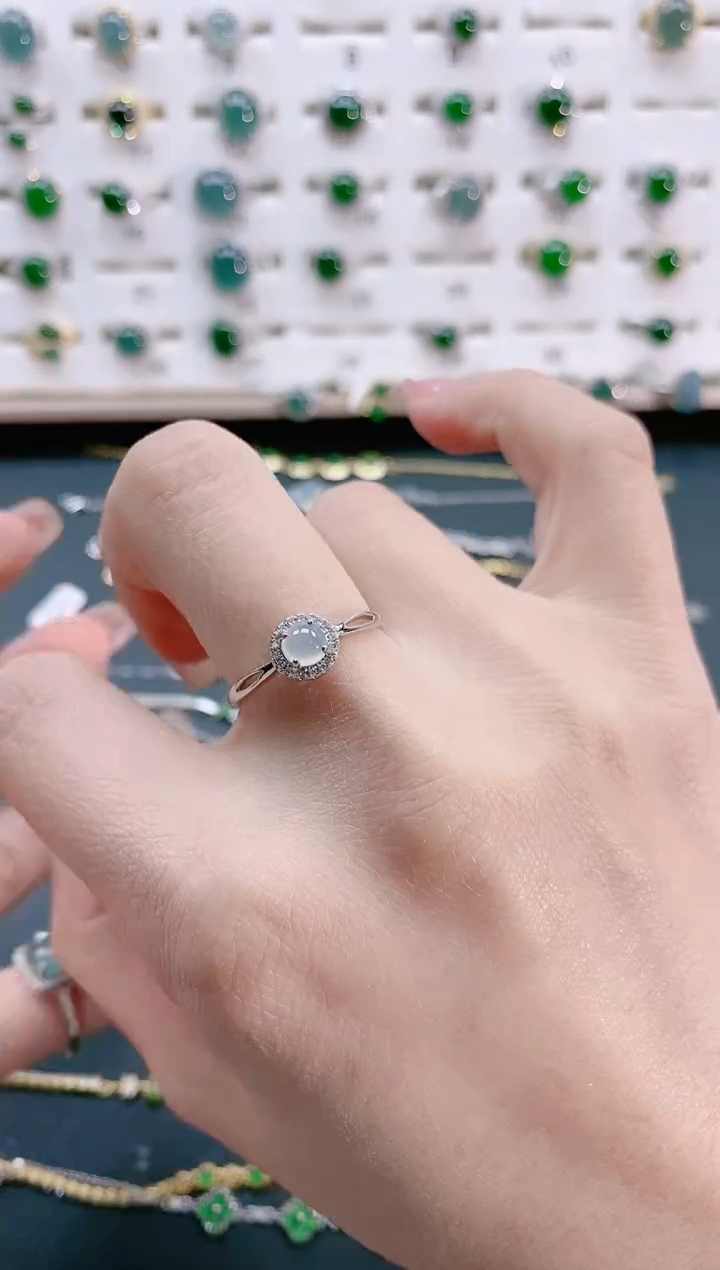 【闪购商品】翡翠戒指银S925镶嵌天然翡翠