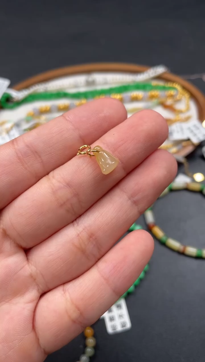 吊坠(不含链)18K金镶嵌翡翠一个  P558