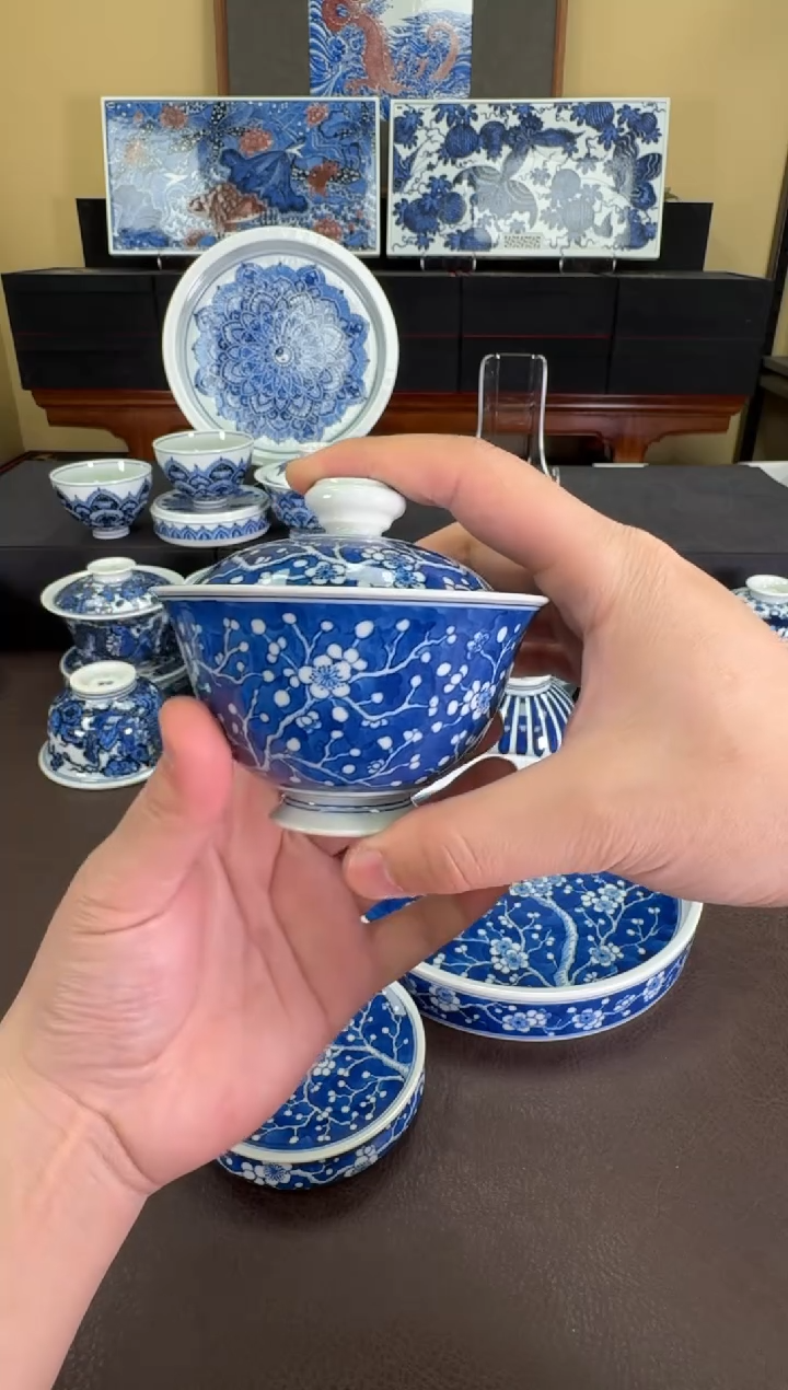 【闪购商品】羿器窑冰梅元宝盖碗