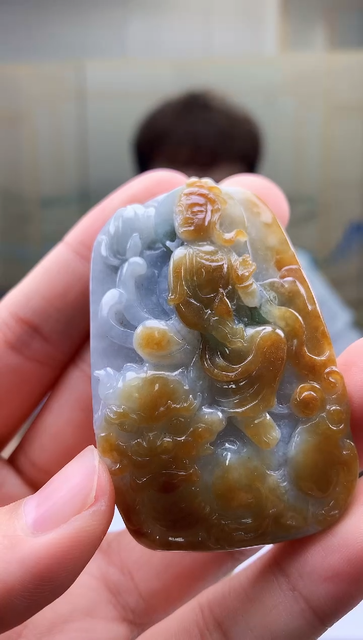 【闪购商品】定制翡翠未镶嵌4868bb-毛货挂件64