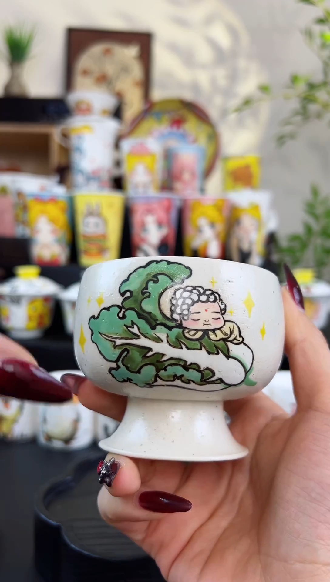 【闪购商品】摆件笙笙漫 手工手绘陶瓷杯杯