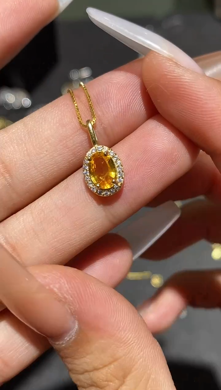 颈饰蓝宝石银S925镶嵌吊坠