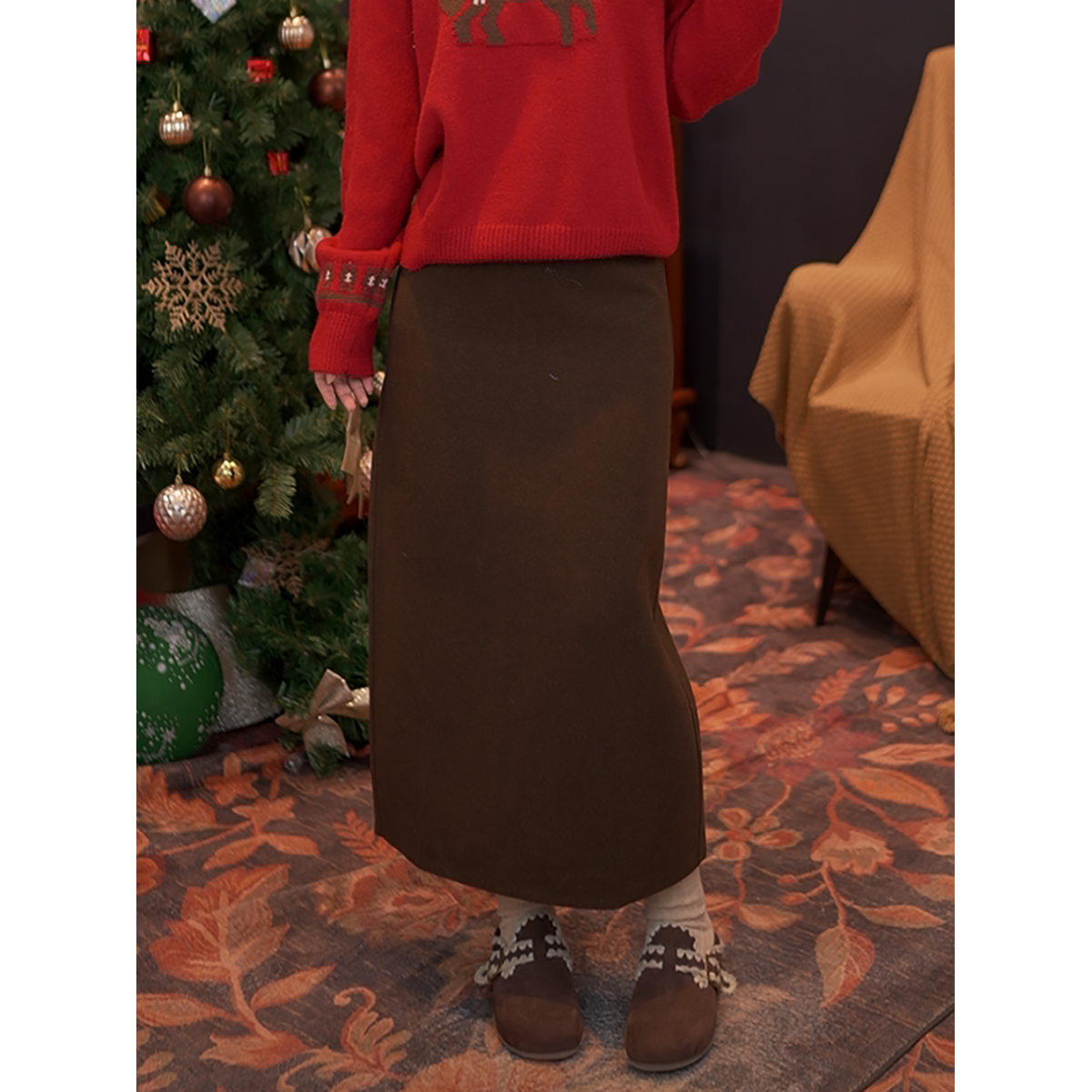 DaYuanSAD【雨朔】婉儿毛呢a字裙女秋冬季百搭高腰显瘦半身裙#Q1001