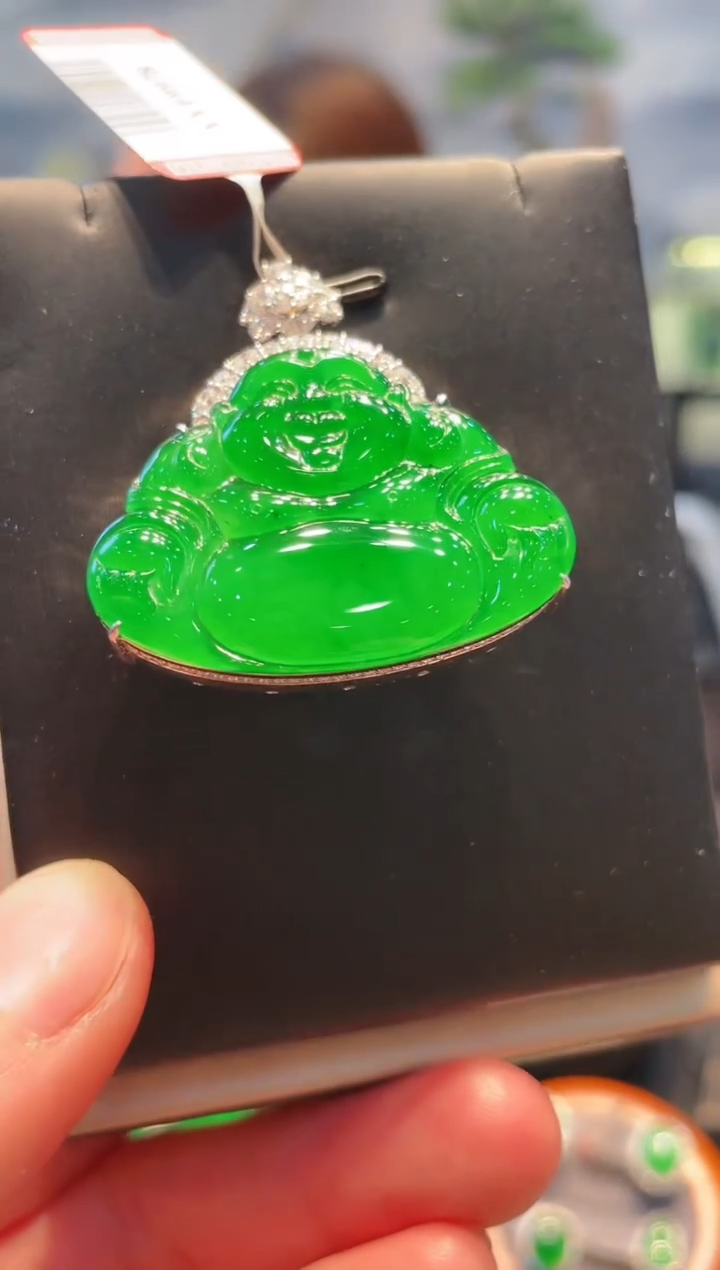 【闪购商品】翡翠颈饰18K金镶嵌A45天然A货翡翠