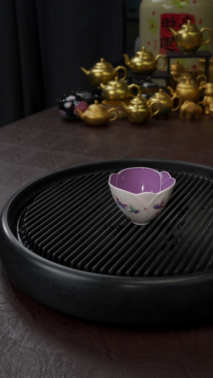 【闪购商品】杯【宜景窑手绘蝶舞】紫色杯子