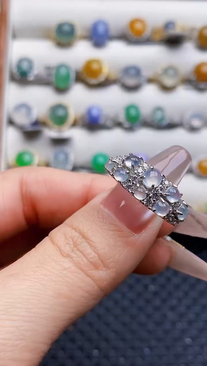 银S925镶嵌戒指翡翠8309