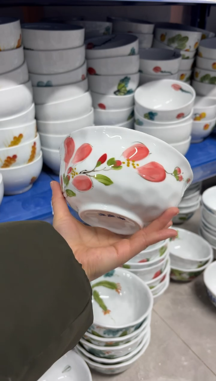 景德镇高温陶瓷食品级手绘釉中彩餐具-捏捏碗
