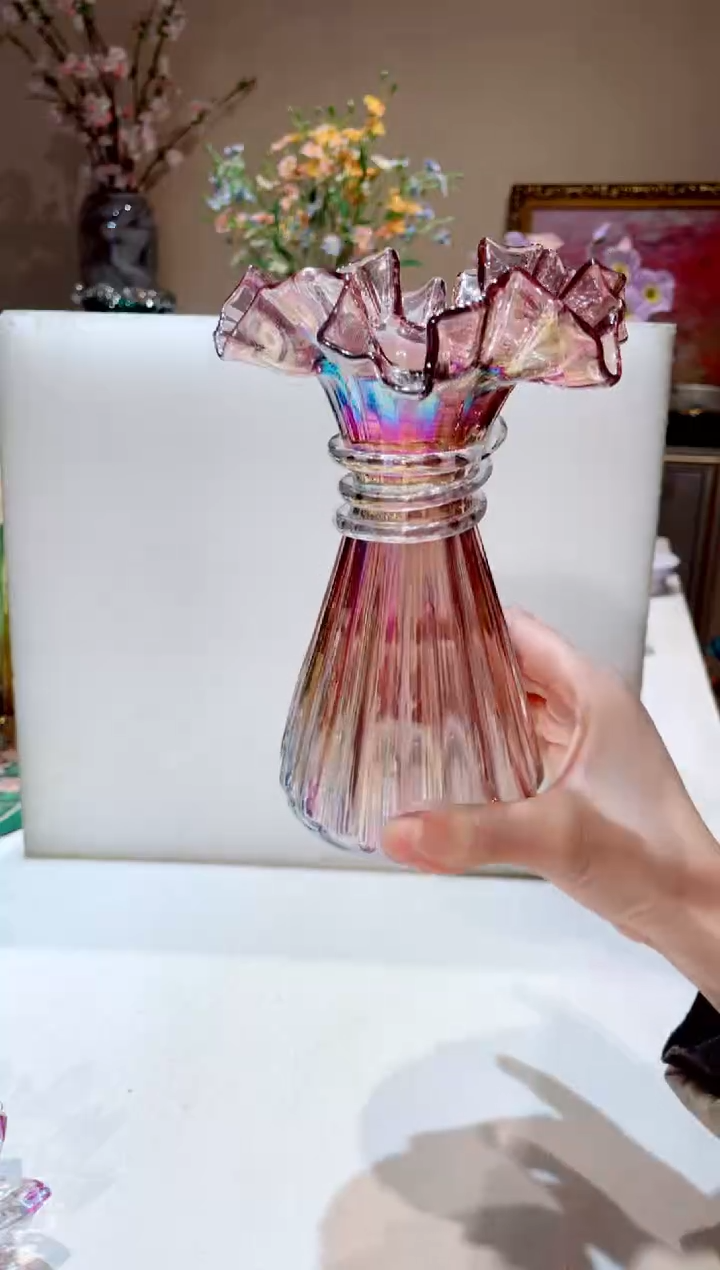 【闪购商品】琉璃手工艺品小号紫色裙摆花瓶
