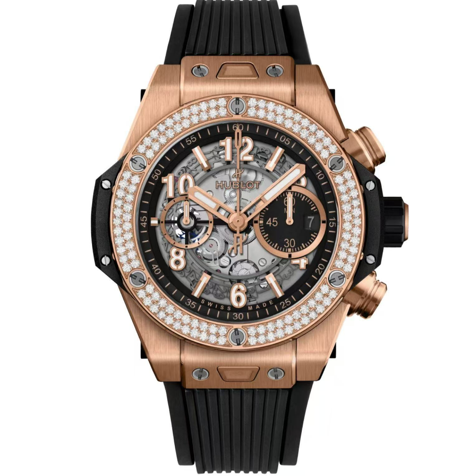 99新 Hublot/宇舶表 哈奢馆/名表/宇舶421/44mm玫金原钻/22电子卡