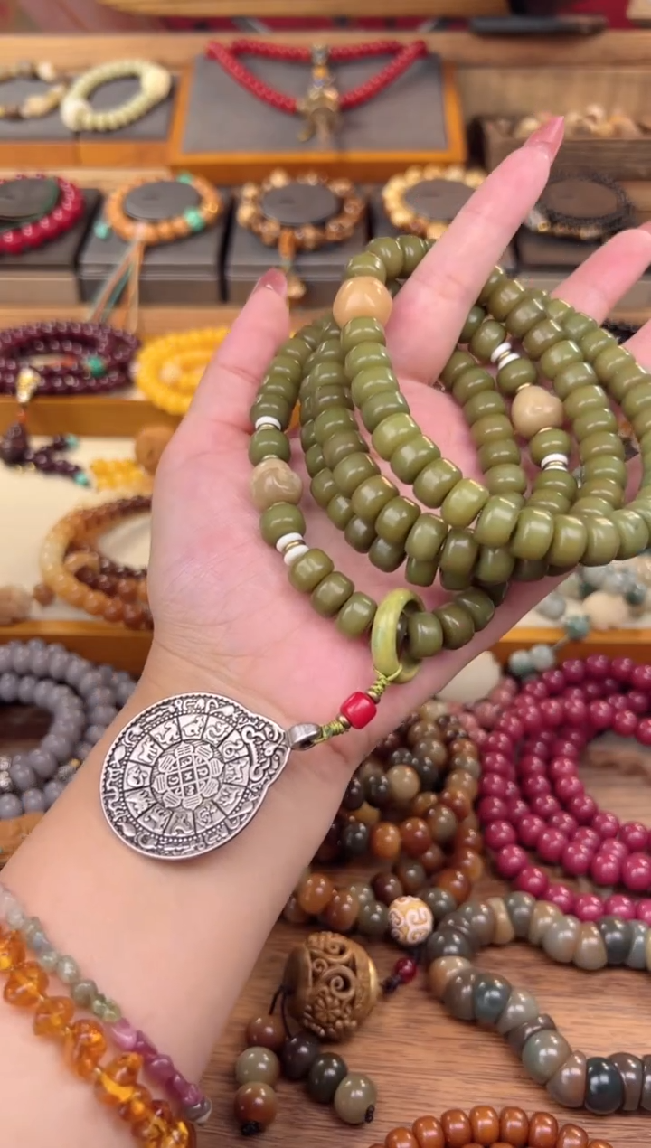 【闪购商品】菩提根/象牙果手串直切绿九宫牌多圈