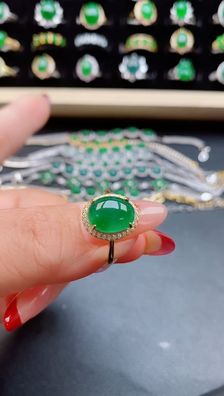 【闪购商品】翡翠戒指银S925镶嵌085050