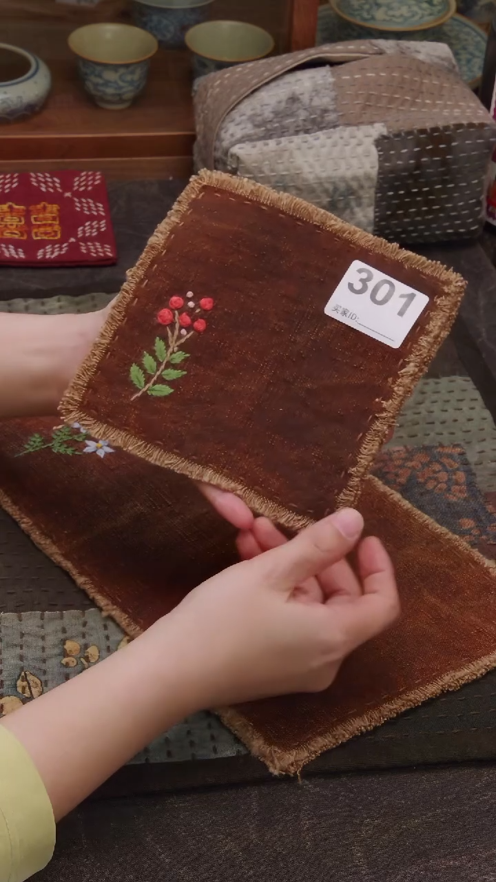 Cici手作刺子绣壶垫杯垫-301