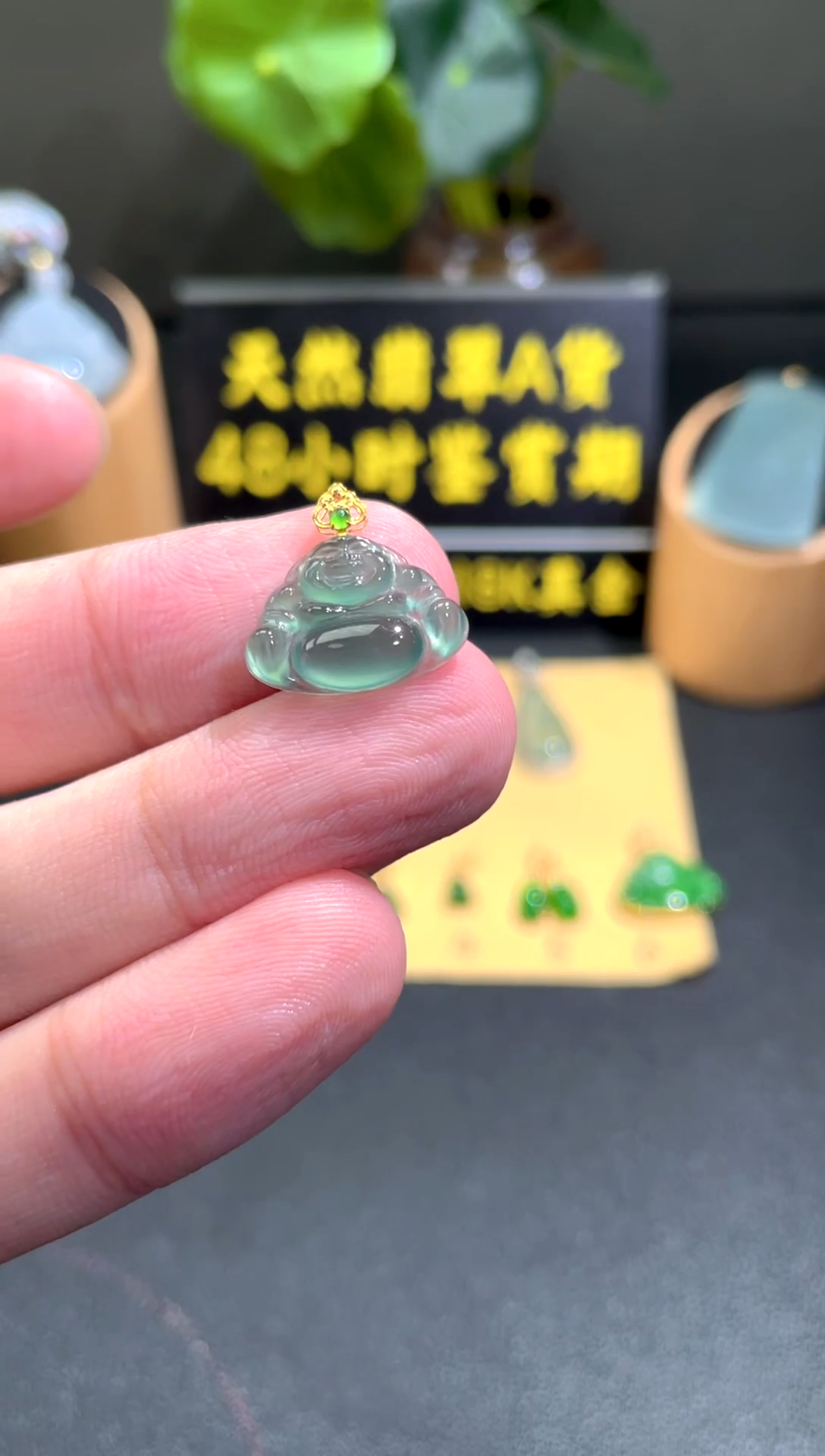 颈饰18K金镶嵌翡翠翡翠A货