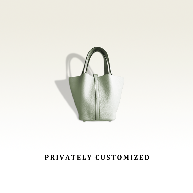 高定时尚女士真皮手提便携休闲百搭菜篮子女包 气泡绿