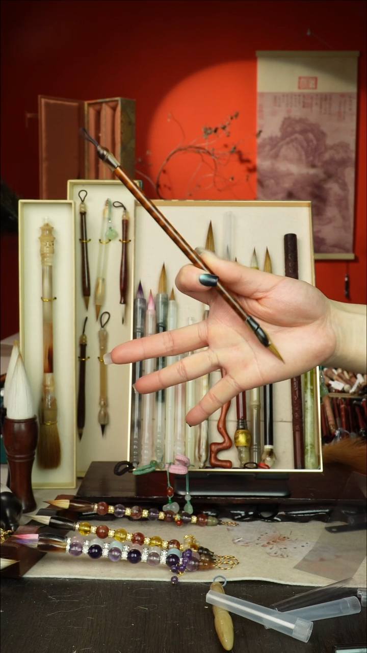 288号闪孤品高货毛笔链接 清水试笔 蘸墨不退