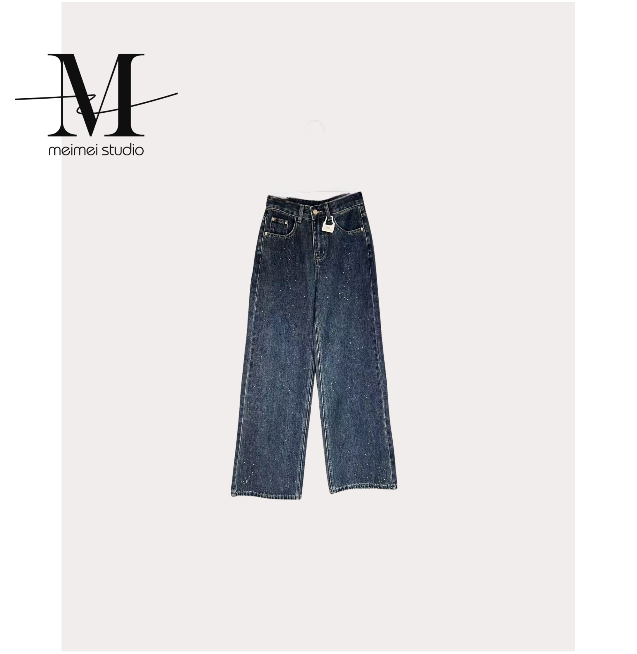 秋冬显瘦设计师重工网红百搭时尚网红烫钻直筒牛仔裤686-31261921